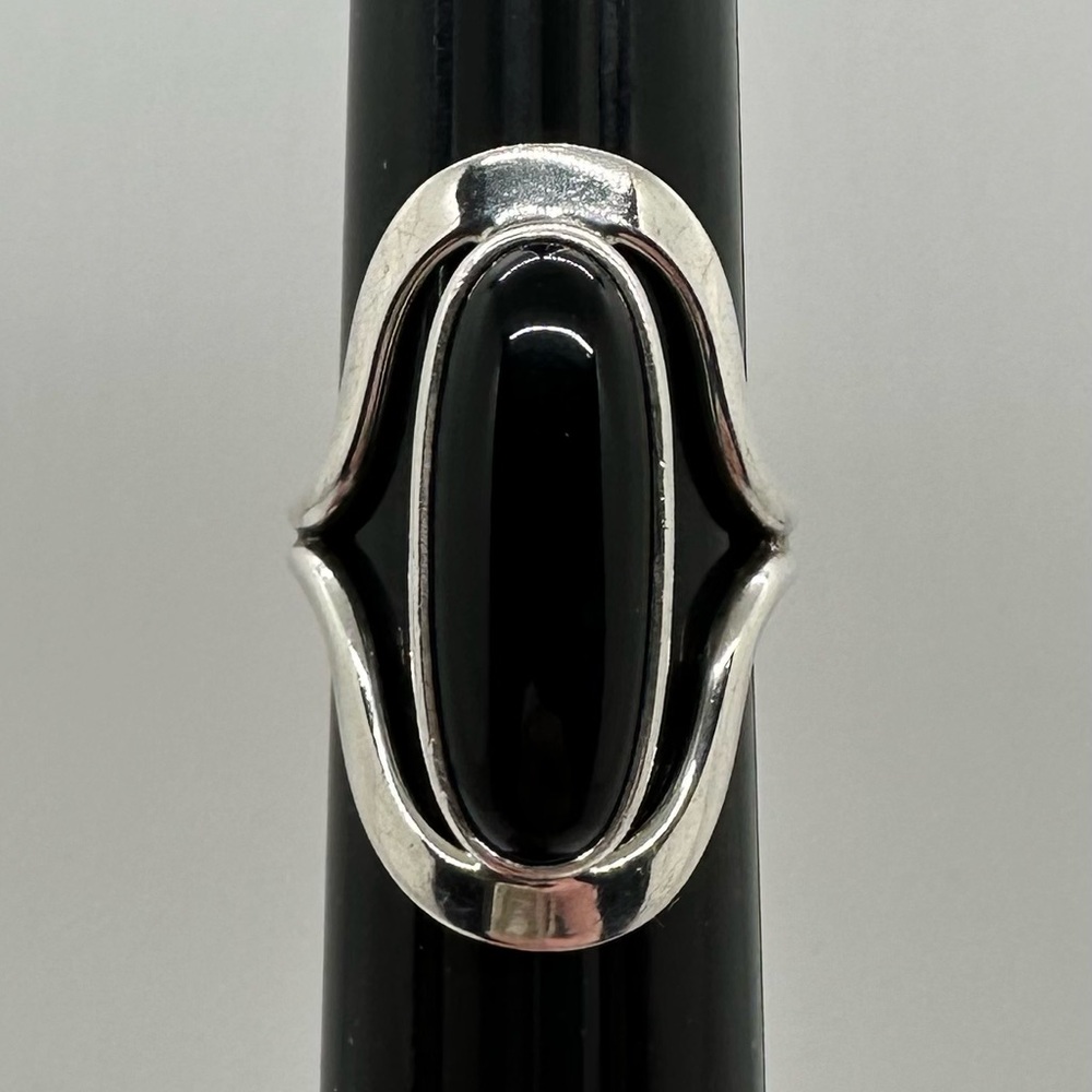 Vintage DDD Dinouart Taxco Mexico Sterling Silver Modernist Black Onyx Sz 10